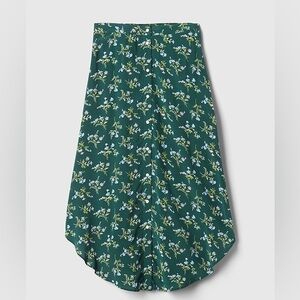Gap Green Floral Crepe Handkerchief Hem Midi Skirt